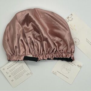 Yanibest Black and Pink Reversible Satin Hair Bonnet | NWT